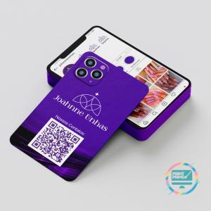 Cartão de visita Feed Papel Couchê 300g 9x5cm Colorido Frente e Verso Verniz Localizado e Laminação Fosca Cantos Arredondados Selecione a Opção: Comprar Agora e Clique em: Contratar Criação Grátis!
